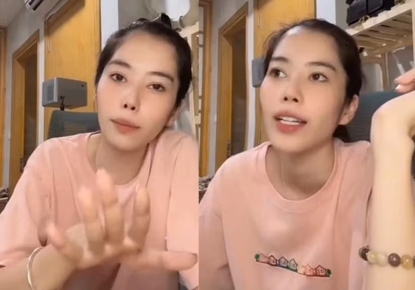 Hoa khôi Nam Em livestream có nhiều nội dung gây ảnh hưởng tiêu cực trên mạng xã hội. (Ảnh chụp màn hình)