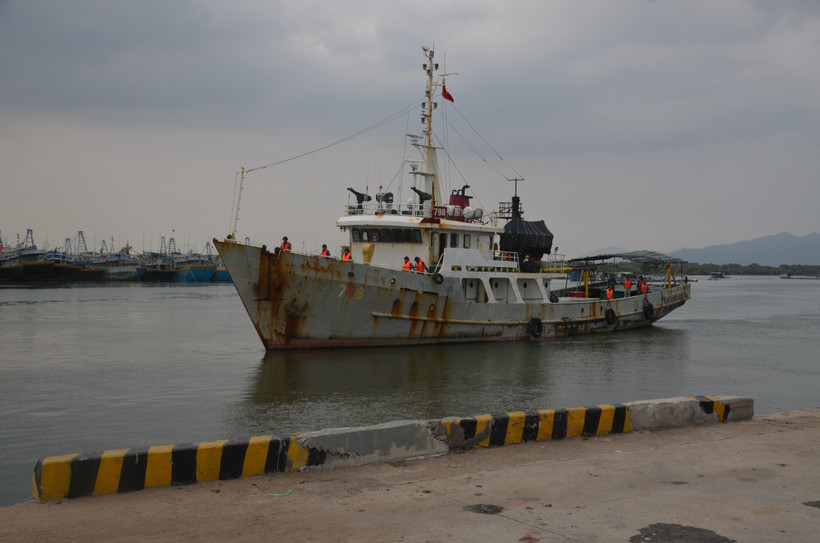 Tàu 798 chuẩn bị cập cảng Hải đoàn 129 - Tổng công ty Tân Cảng Sài Gòn (thành phố Vũng Tàu). (Ảnh: TTXVN)