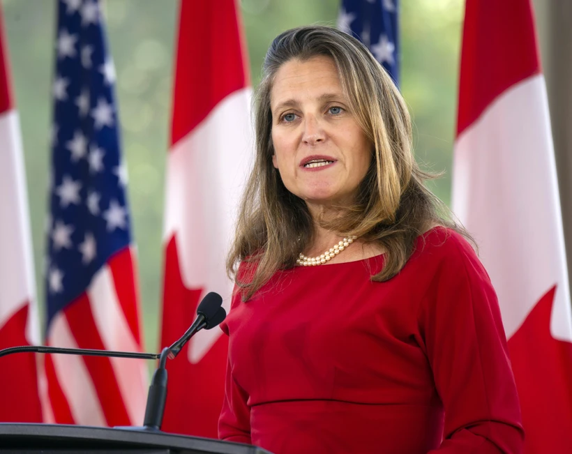 Phó Thủ tướng Canada Chrystia Freeland. (Ảnh: AFP/TTXVN)