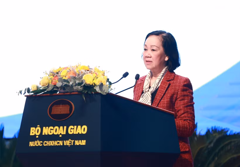 Ủy viên Bộ Chính trị, Thường trực Ban Bí thư, Trưởng Ban Tổ chức Trung ương Trương Thị Mai phát biểu chỉ đạo. (Ảnh: Lâm Khánh/TTXVN)