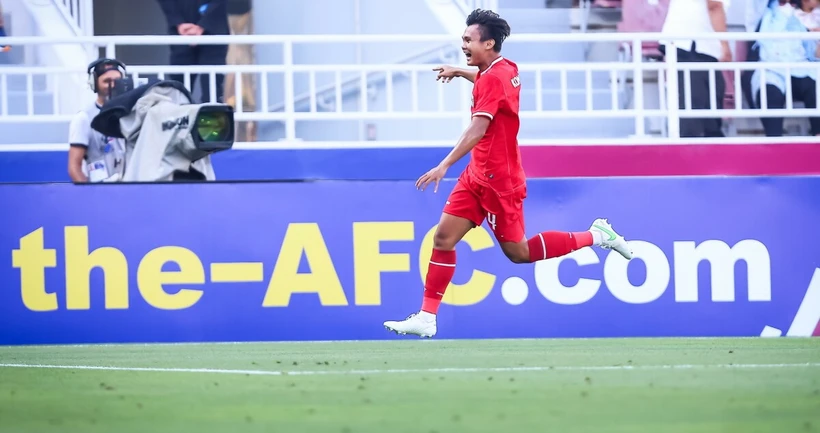 Komang Teguh ghi bàn thắng giúp U23 Indonesia tạo địa chấn. (Nguồn: AFC)