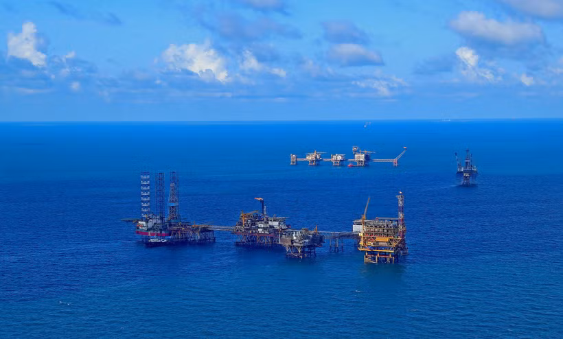 Giàn khoan của Liên doanh Vietsovpetro tại mỏ Bạch Hổ (thuộc PVN). (Ảnh: Huy Hùng/TTXVN)