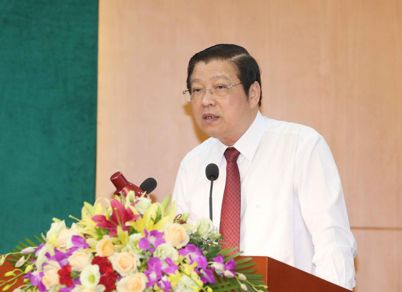 Đồng chí Phan Đình Trạc, Bí thư Trung ương Đảng, Trưởng Ban Nội chính Trung ương phát biểu chỉ đạo Hội nghị. (Ảnh: Phương Hoa/TTXVN)