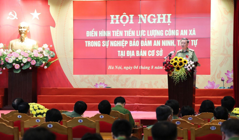 Bộ trưởng Bộ Công an Tô Lâm phát biểu chỉ đạo. (Ảnh: Lâm Khánh/TTXVN)