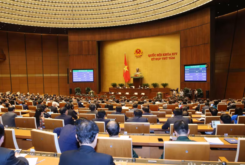 Quốc hội thông qua toàn văn Nghị quyết về công tác phòng, chống tội phạm và vi phạm pháp luật, công tác của Viện kiểm sát nhân dân, của Tòa án nhân dân và công tác thi hành án. (Ảnh: Phương Hoa/TTXVN)