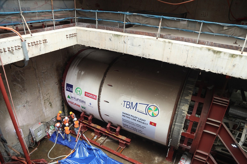 Dự án đường sắt đô thị Nhổn-Ga Hà Nội sẽ bắt đầu khoan máy TBM1 - “Thần tốc” từ Ga S9-Kim Mã tại độ sâu 17,8m. (Ảnh: PV/Vietnam+)