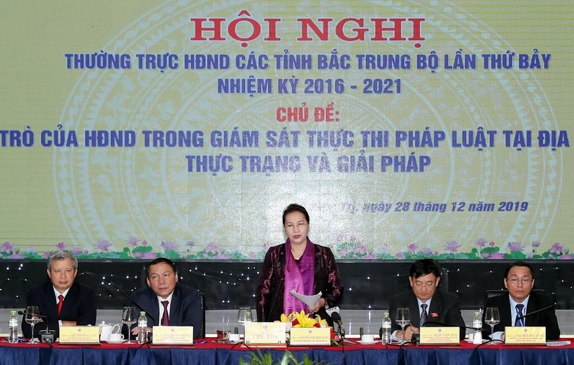 Chủ tịch Quốc hội Nguyễn Thị Kim Ngân phát biểu tại Hội nghị. (Ảnh: Trọng Đức/TTXVN)