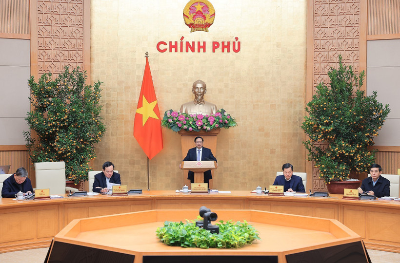 Thủ tướng Phạm Minh Chính chủ trì phiên họp Chính phủ thường kỳ tháng 2 năm 2024. (Ảnh: Dương Giang/TTXVN) 