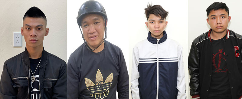 Các đối tượng Nguyễn Đình Duy, Quàng Văn Hậu, Quàng Văn Hảo và Lành Văn Toàn (từ trái sang). (Nguồn: Cơ quan Công an) 