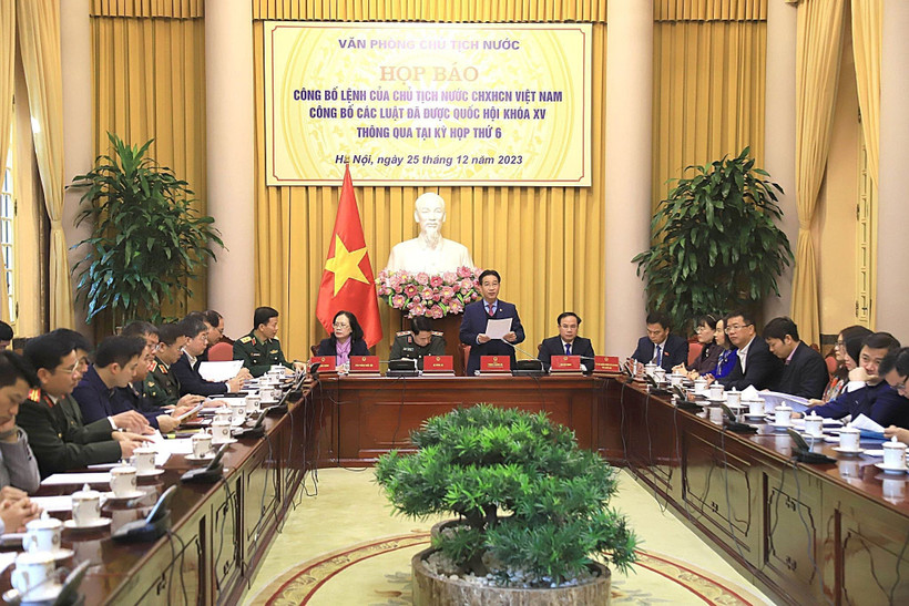  Phó Chủ nhiệm Văn phòng Chủ tịch nước Phạm Thanh Hà chủ trì cuộc họp báo. (Nguồn: TTXVN)