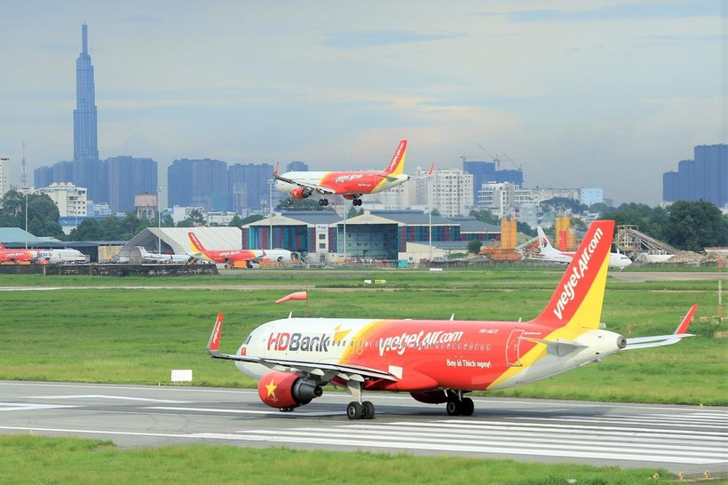 Máy bay của hãng hàng không Vietjet. (Ảnh: CTV/Vietnam+)
