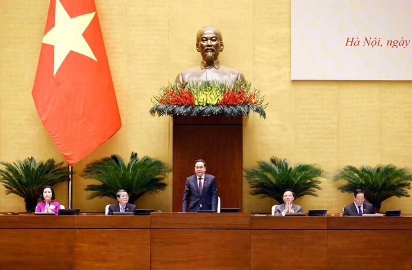 Chủ tịch Quốc hội Trần Thanh Mẫn chủ trì chất vấn và trả lời chất vấn. (Ảnh: Doãn Tấn/ TTXVN)