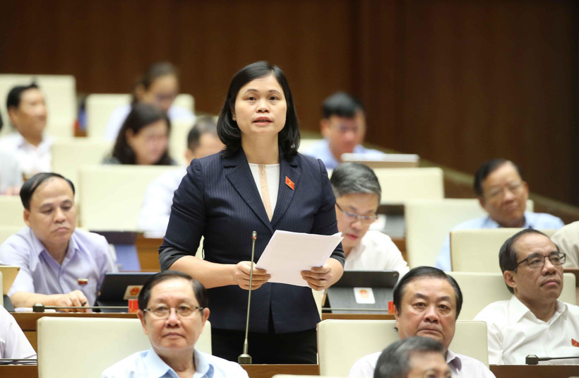 Đại biểu Quốc hội tỉnh Tuyên Quang Ma Thị Thuý phát biểu ý kiến. (Ảnh: Doãn Tấn/TTXVN)