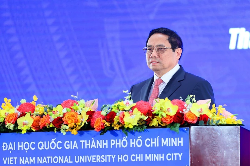 Thủ tướng Phạm Minh Chính phát biểu. (Ảnh: Dương Giang/TTXVN)