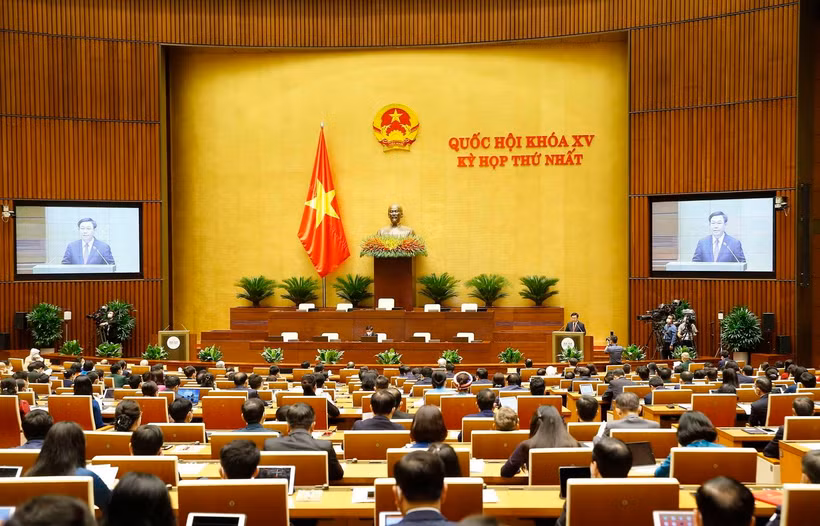 Chủ tịch Quốc hội khóa XIV Vương Đình Huệ phát biểu khai mạc. (Ảnh: Doãn Tấn - TTXVN)