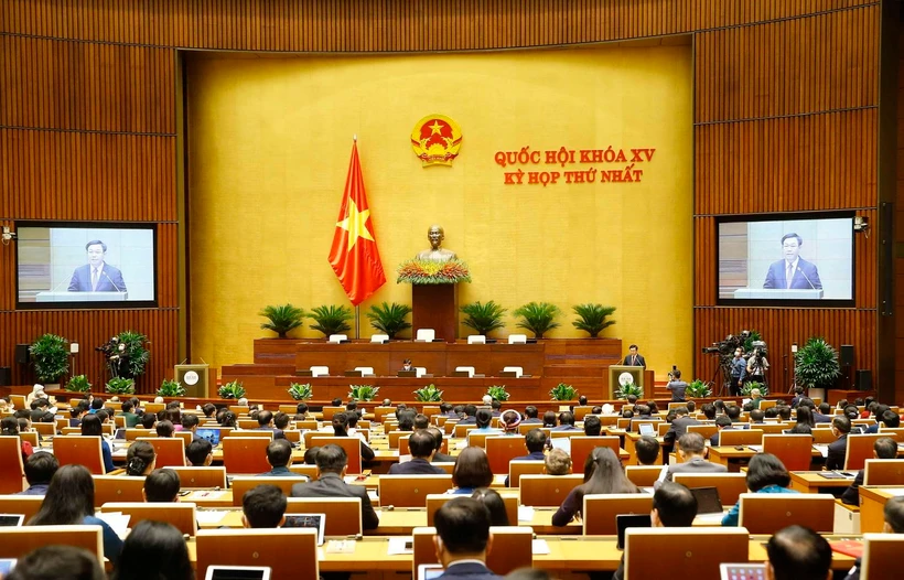 Chủ tịch Quốc hội khóa XIV Vương Đình Huệ phát biểu khai mạc. (Ảnh: Doãn Tấn - TTXVN)