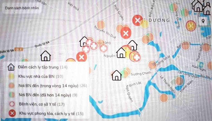 Ảnh minh họa Bản đồ thông tin dịch tễ COVID-19 của tỉnh Vĩnh Phúc. (Ảnh: TTXVN phát)