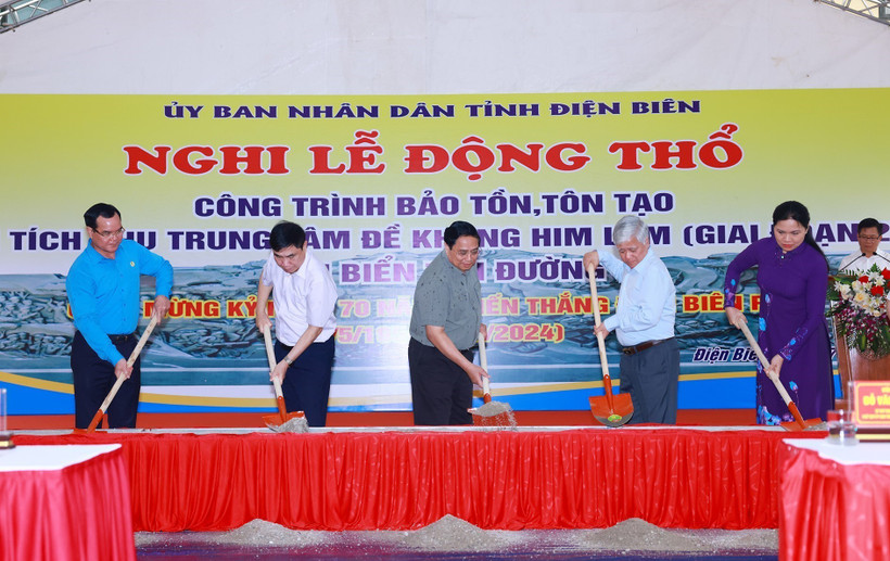 Thủ tướng Phạm Minh Chính khởi công, công trình bảo tồn, tôn tạo Di tích Đề kháng Him Lam. (Ảnh: Dương Giang/TTXVN)