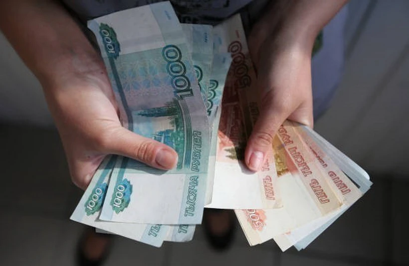 Đồng tiền ruble của Nga. (Ảnh: Getty Images/TTXVN)