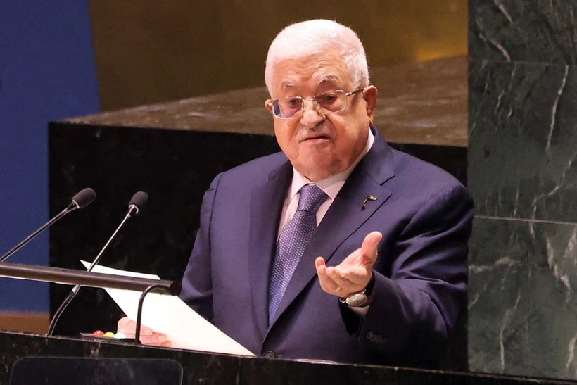 Tổng thống Palestine Mahmoud Abbas phát biểu trước Đại hội đồng LHQ ở New York, Mỹ ngày 21/9/2023. (Ảnh: AFP/TTXVN)