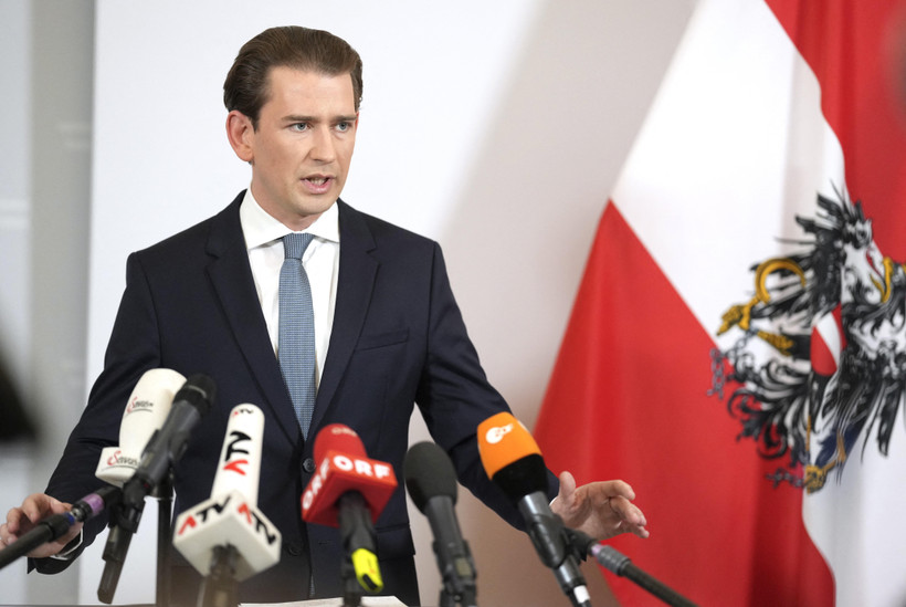 Thủ tướng Áo Sebastian Kurz trong cuộc họp báo về khủng hoảng Chính phủ, tại Vienna, ngày 8/10/2021. (Ảnh: AFP/TTXVN)