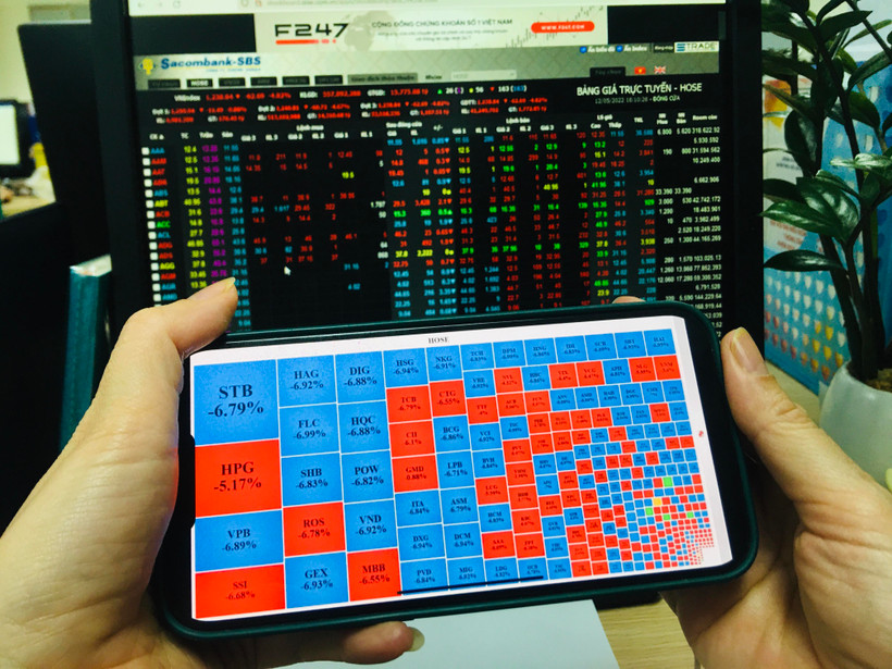 Phiên ngày 13/5, toàn thị trường có 913 mã giảm điểm, trong đó 341 mã giảm sàn. (Ảnh: Vietnam+)