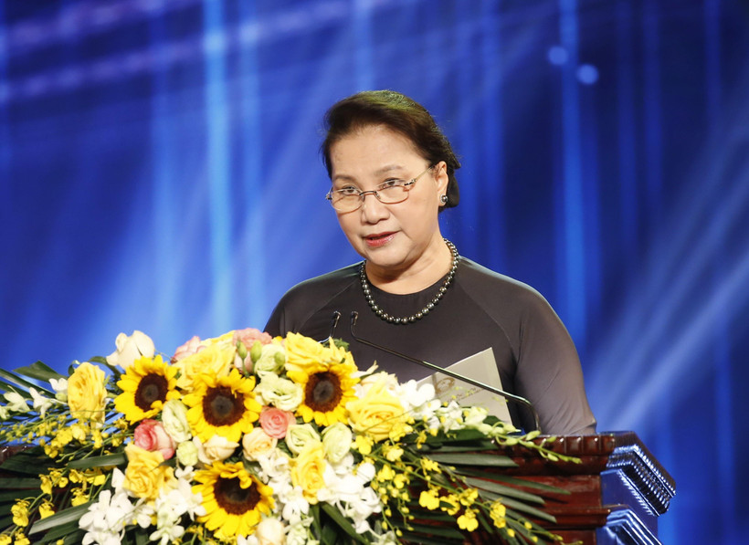 Chủ tịch Quốc hội Nguyễn Thị Kim Ngân phát biểu. (Ảnh: Doãn Tấn/TTXVN)