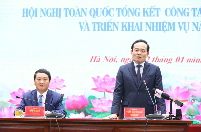 Phó Thủ tướng Chính phủ Trần Lưu Quang phát biểu chỉ đạo hội nghị. (Ảnh: Minh Đức/TTXVN)