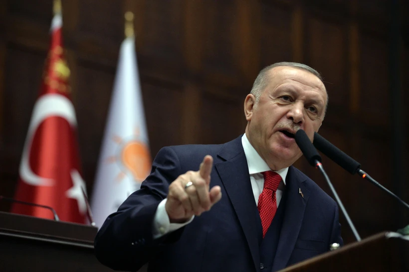 Tổng thống Thổ Nhĩ Kỳ Recep Tayyip Erdogan phát biểu tại Ankara. (Ảnh: THX/TTXVN)