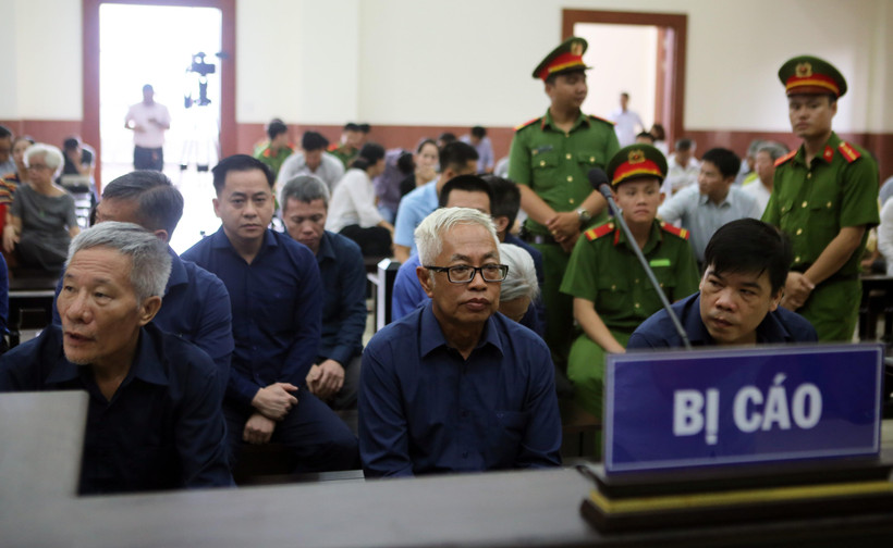 Các bị cáo tại phiên tòa sáng 22/4/2019. (Ảnh: Thành Chung/TTXVN)