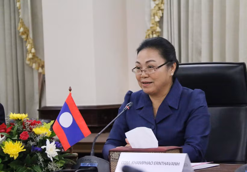 Trong ảnh: Thứ trưởng Ngoại giao Lào Khamphau Eunthavan phát biểu tại buổi làm việc. (Ảnh: Xuân Tú/TTXVN)
