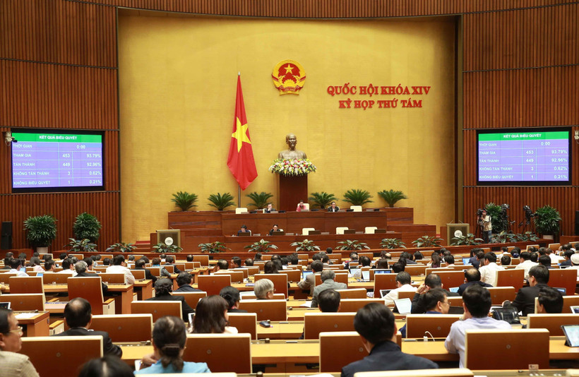 Biểu quyết thông qua Luật Lực lượng dự bị động viên. (Ảnh: Doãn Tấn/TTXVN)