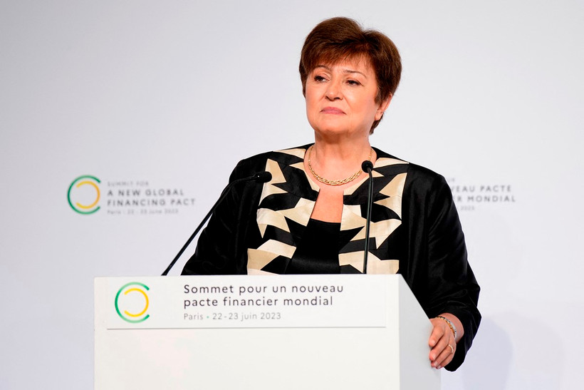 Tổng giám đốc IMF Kristalina Georgieva phát biểu tại cuộc họp báo ở Paris, Pháp, ngày 23/6/2023. (Ảnh: AFP/TTXVN)
