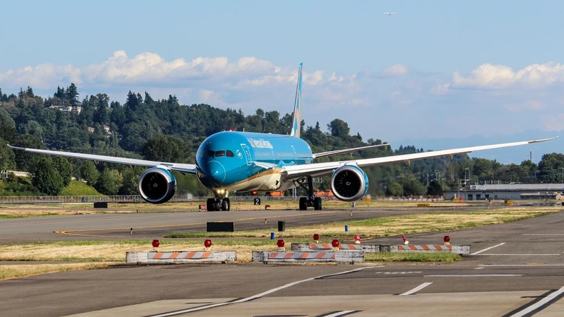 Chiếc máy bay lớn nhất Việt Nam Boeing 787-10 sẽ đáp xuống sân bay Nội Bài vào tối 16/8. (Ảnh: VNA cung cấp)
