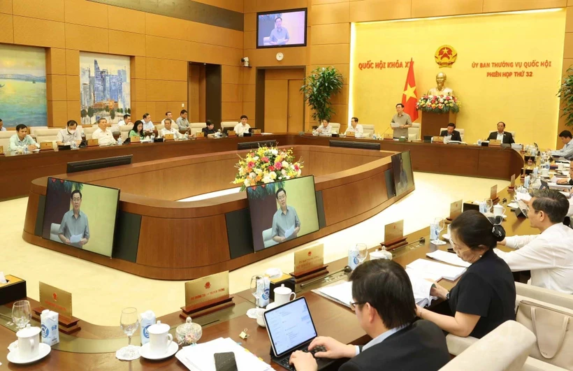Quang cảnh Phiên họp thứ 32 của Ủy ban Thường vụ Quốc hội. (Ảnh: Nhan Sáng/TTXVN)