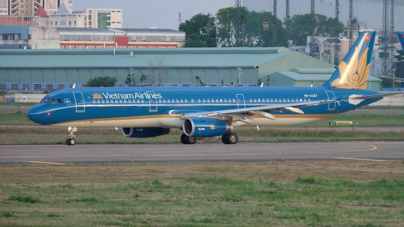Dòng máy bay Airbus A321 của Vietnam Airlines để khai thác đường bay xuyên Đông Dương. (Ảnh: CTV/Vietnam+)