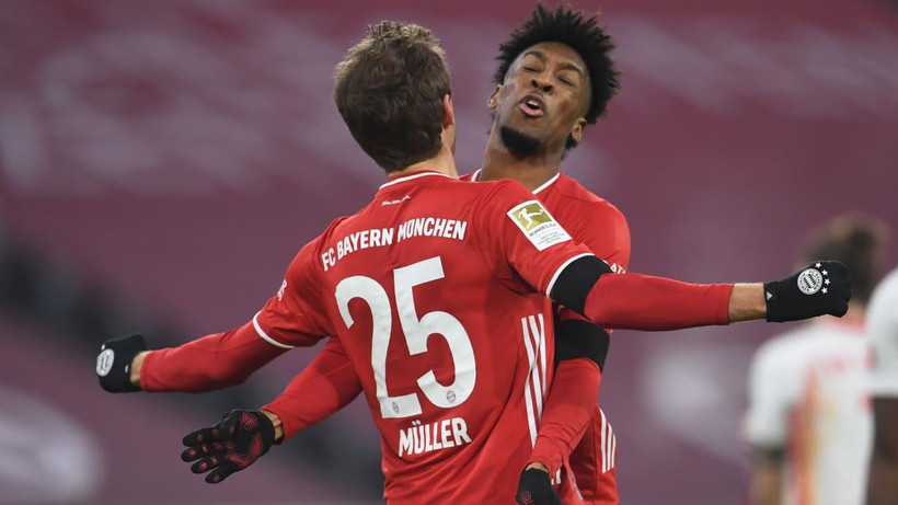 Mueller và Coman tỏa sáng giúp Bayern có điểm trước RB Leipzig. (Nguồn: Bild)