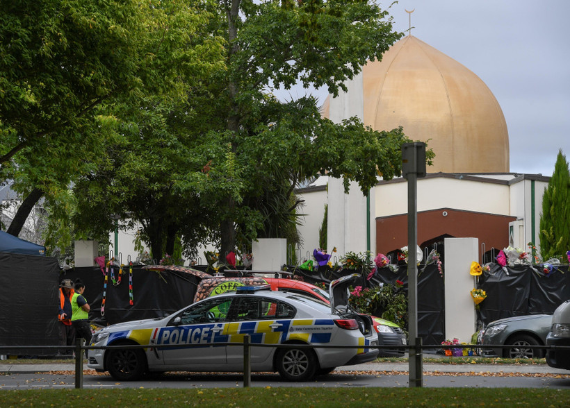 Cảnh sát tuần tra tại hiện trường vụ xả súng ở Christchurch, New Zealand ngày 21/3/2019. (Ảnh: THX/TTXVN) 