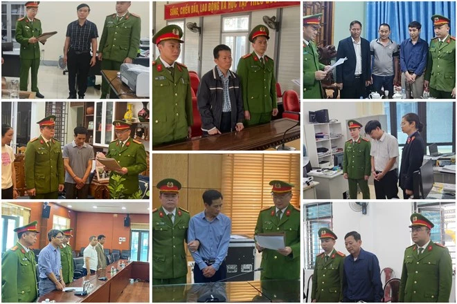 Công an tỉnh Sơn La tống đạt các quyết định khởi tố bị can, đọc lệnh bắt bị can để tạm giam. (Nguồn: Báo Lao Động)