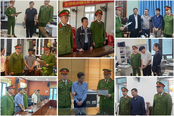 Công an tỉnh Sơn La tống đạt các quyết định khởi tố bị can, đọc lệnh bắt bị can để tạm giam. (Nguồn: Báo Lao Động)