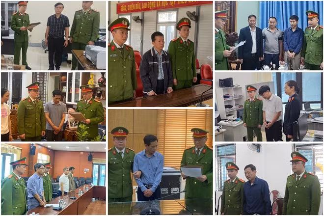 Công an tỉnh Sơn La tống đạt các quyết định khởi tố bị can, đọc lệnh bắt bị can để tạm giam. (Nguồn: Báo Lao Động)