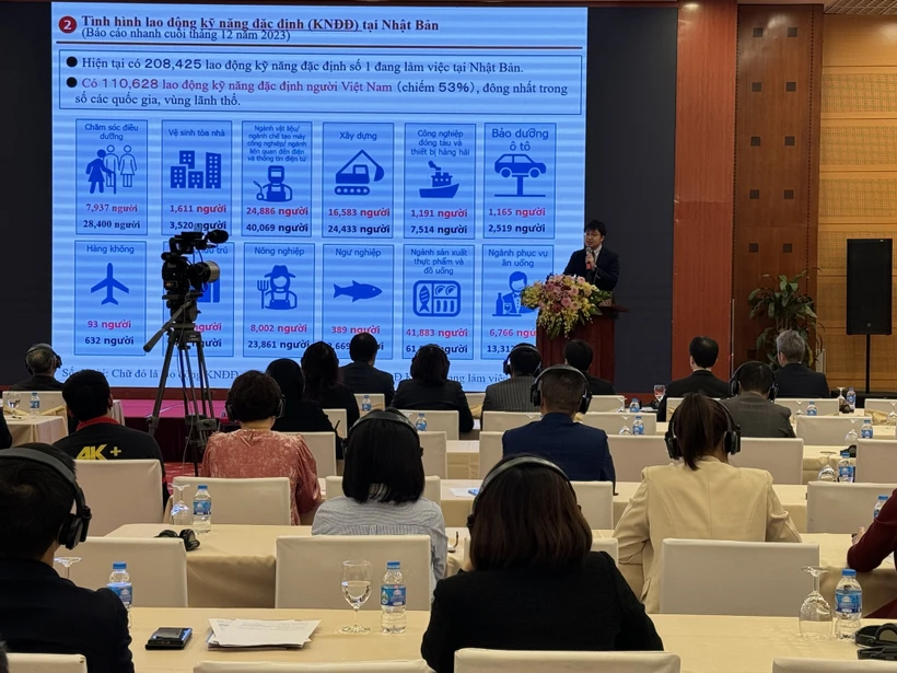 Quang cảnh Hội thảo “Tiên phong trong nỗ lực dịch chuyển lao động quốc tế giữa Nhật Bản và Việt Nam.” (Ảnh: Hải Ngọc/TTXVN) 