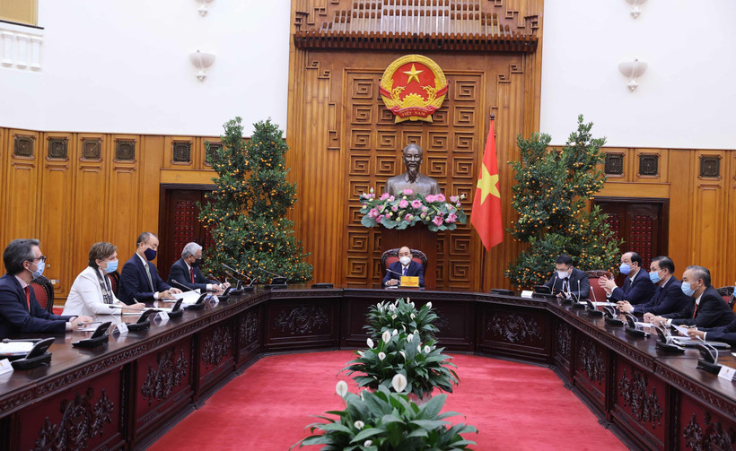 Quang cảnh buổi tiếp. (Ảnh: Thống Nhất/TTXVN)