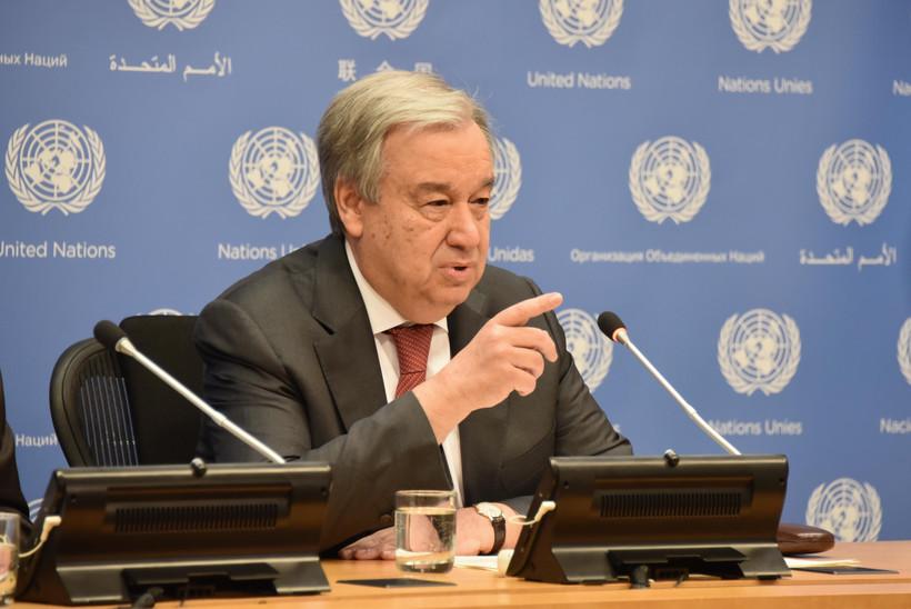 Tổng Thư ký LHQ Antonio Guterres phát biểu tại cuộc họp báo ở New York, Mỹ ngày 11/2/2020. (Ảnh: THX/TTXVN)