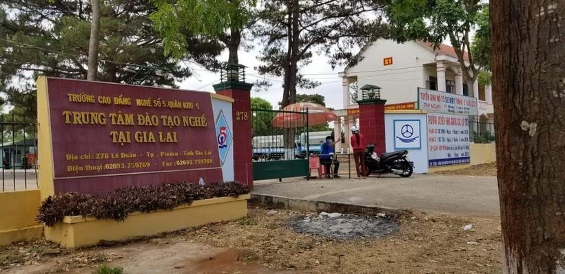 Trung tâm sát hạch lái xe loại 3 thuộc Trung tâm đào tạo nghề tại Gia Lai (278 Lê Duẩn, thành phố Pleiku, tỉnh Gia Lai) nơi tổ chức thi sát hạch lái xe ngày 25/3. (Ảnh: Hồng Điệp/TTXVN)