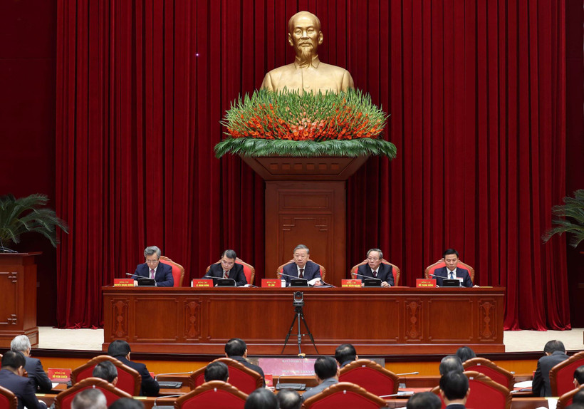 Tổng Bí thư Tô Lâm dự Hội nghị toàn quốc tổng kết công tác tổ chức xây dựng Đảng năm 2024 và triển khai nhiệm vụ năm 2025. (Ảnh: Thống Nhất/TTXVN)