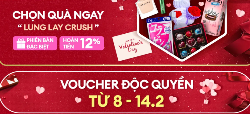 Sàn thương mại điện tử tung nhiều chương trình khuyến mãi hấp dẫn nhân dịp Valentine 2023. (Ảnh chụp màn hình)