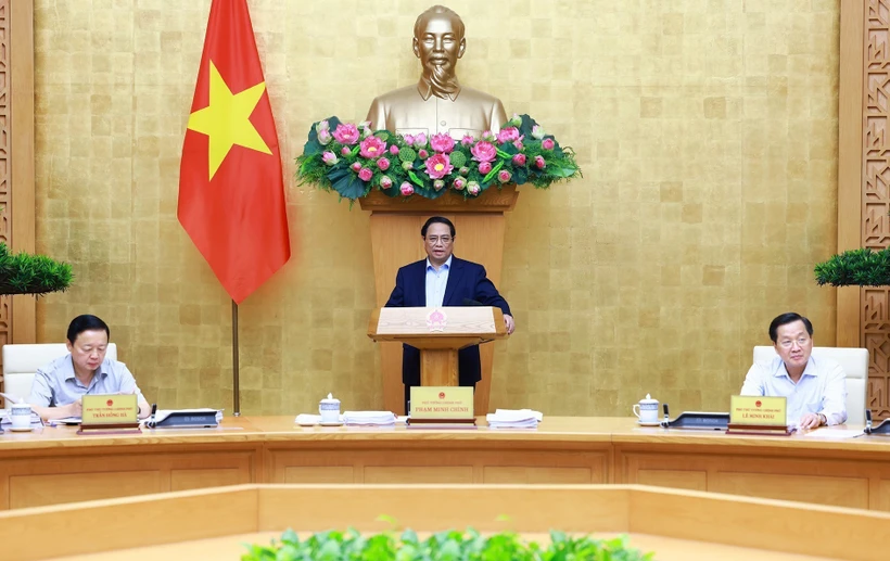 Thủ tướng Phạm Minh Chính chủ trì Phiên họp Chính phủ thường kỳ tháng 6 năm 2024. (Ảnh: Dương Giang/TTXVN)