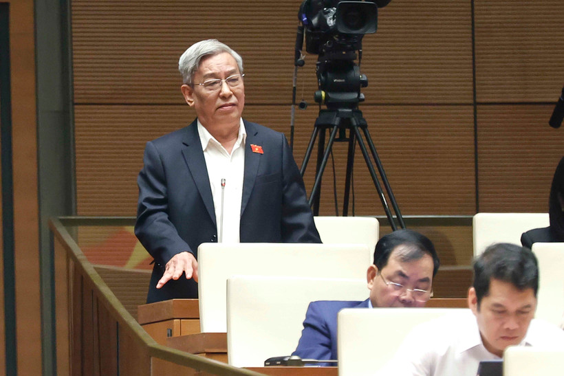 Đại biểu Quốc hội tỉnh Khánh Hoà Lê Xuân Thân phát biểu tranh luận. (Ảnh: Doãn Tấn/TTXVN)