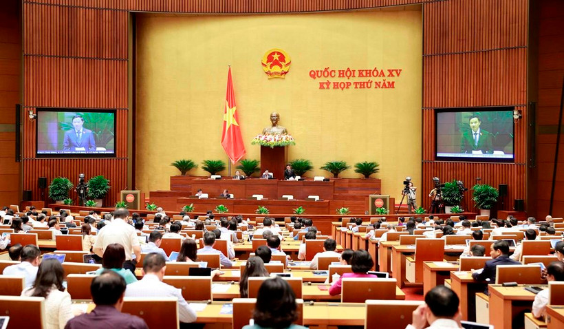 Toàn cảnh kỳ họp thứ 5, Quốc hội khóa XV vào sáng 23/5. (Ảnh: Doãn Tấn/TTXVN)